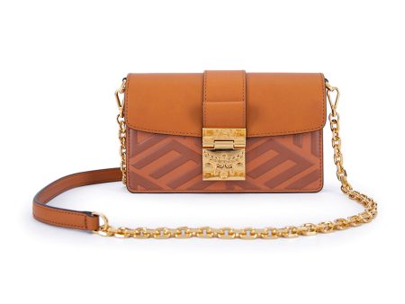 MCM Gretl Cubic Leather Crossbody Bag Cognac  Mini Sale