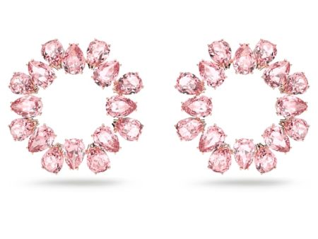 Swarovski Millenia Hoop Earrings Pear cut crystals Pink Rose-gold tone plated on Sale