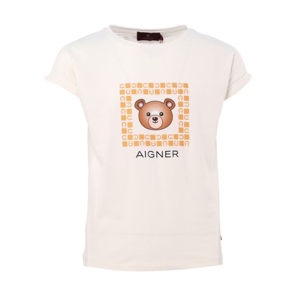 Aigner Kids Girl s Logo Print White T-Shirt Online Hot Sale