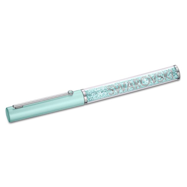 Swarovski Crystalline Gloss Ballpoint Pen Green, Chrome Plated For Sale