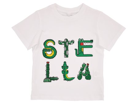 Stella McCartney Kids Animalier Logo Print White T-Shirt SS22 Supply