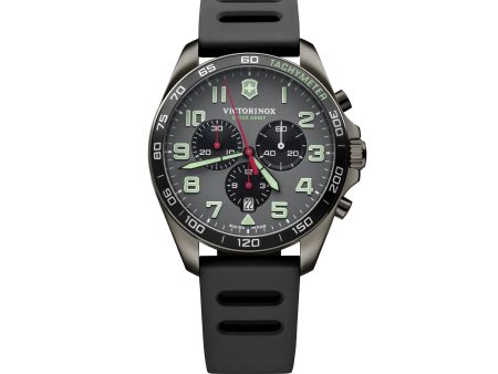 Victorinox Fieldforce Sport Chrono 42 Grey Dial Black Rubber Strap Men s Watch For Discount