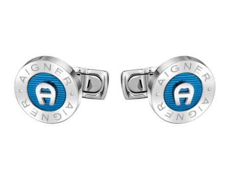 Aigner  Silver And Blue Cufflink Fashion