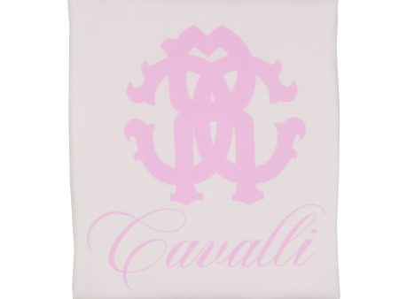 Roberto Cavalli Kids Logo Print White And Pink Blanket Supply