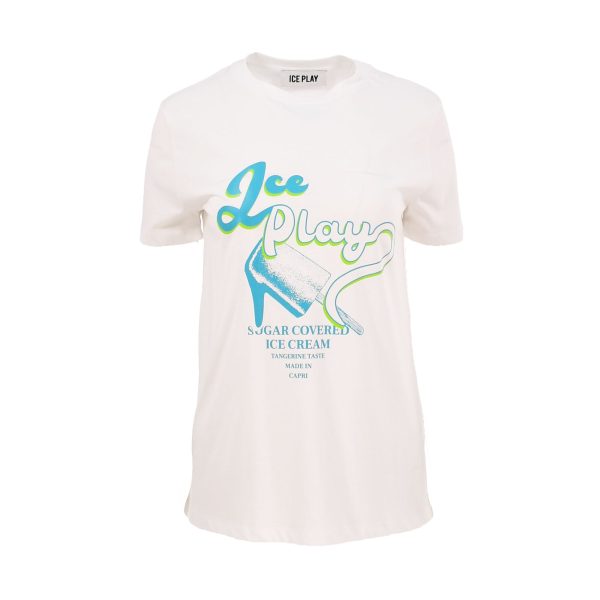 Ice Play Women s Logo Print White T-Shirt Online Sale