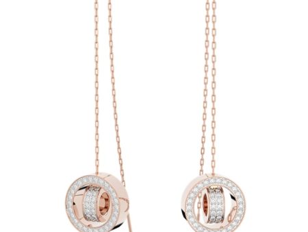 Swarovski Hollow Drop Earrings Long White Rose-gold tone plated For Sale