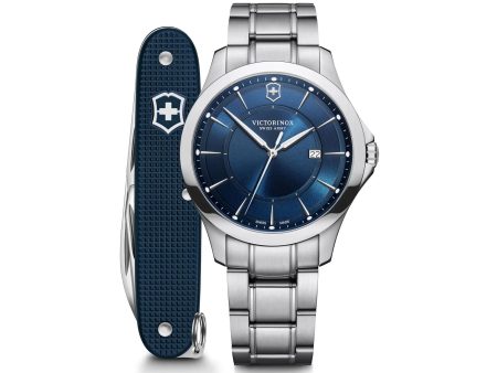 Victorinox Alliance 40 Blue Dial  Men s Watch With Swiss Army Knife Set Online