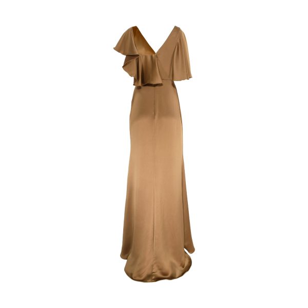 AMSALE Women s Asymmetrical ruffle sleeve Evening Gown For Discount