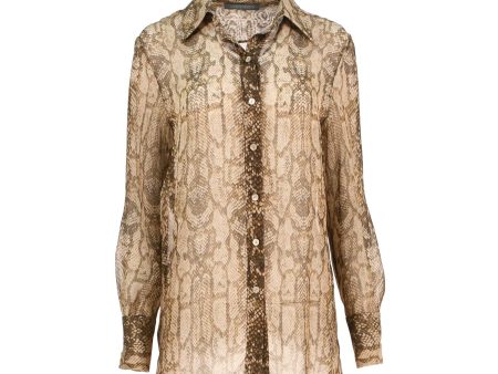 Alberta Ferretti Snakeskin Semi-Sheer Silk Blouse on Sale