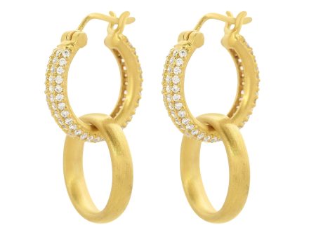 Dean Davidson Signature Drop Hoop Pave  Earrings White Topaz Gold Hot on Sale