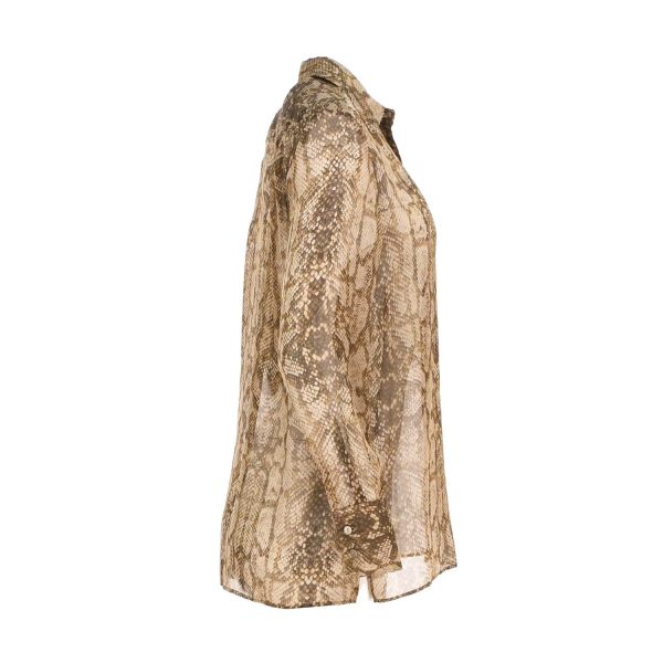 Alberta Ferretti Snakeskin Semi-Sheer Silk Blouse on Sale