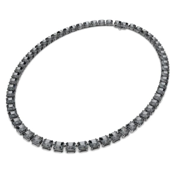 Swarovski Millenia necklace Square cut crystals, Gray, Rhodium plated Online Sale