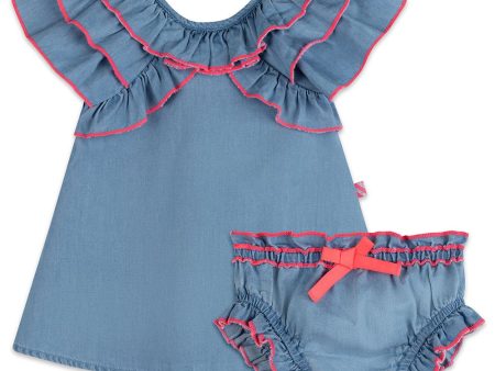 Billieblush Kids Ruffled Denim Dress Cheap