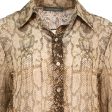 Alberta Ferretti Snakeskin Semi-Sheer Silk Blouse on Sale