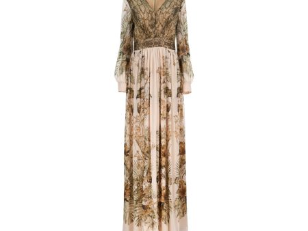 Alberta Ferretti Floral and Snake Print Silk Long Dress Online