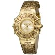 Roberto Cavalli Ladies Watch Gold Leather Strap Online Sale