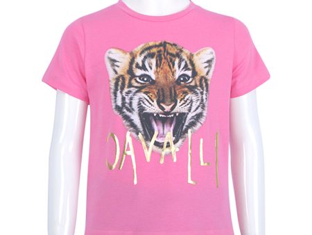 Roberto Cavalli Pink Shock & Multicol T-Shirt Online now