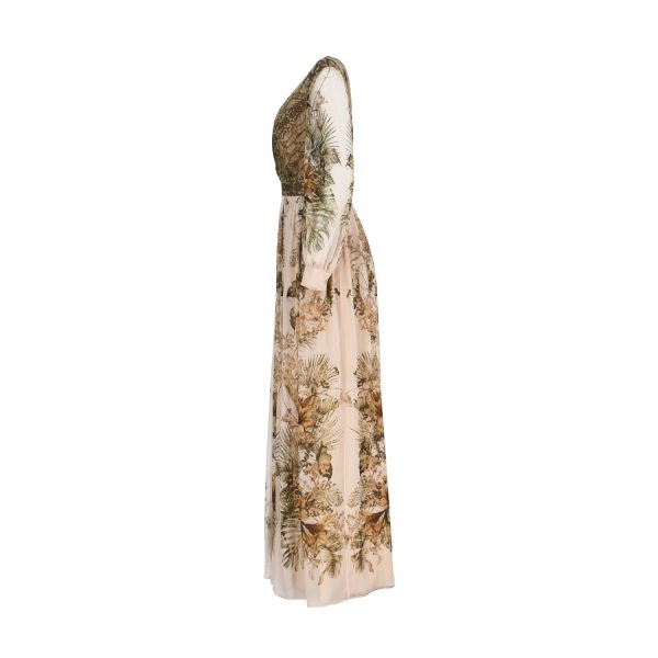 Alberta Ferretti Floral and Snake Print Silk Long Dress Online