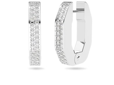 Swarovski Dextera hoop earrings Octagonal, Small, White, Rhodium plated Online Hot Sale