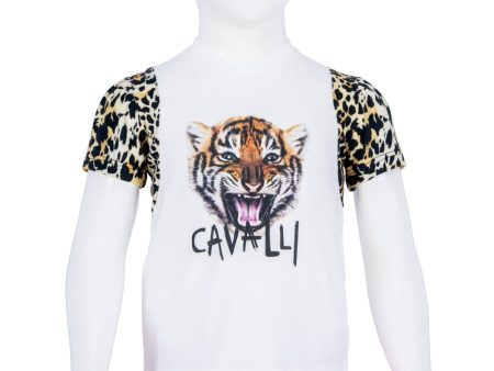 Roberto Cavalli Whiteblack & Coffee T-Shirt on Sale