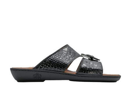 A.Testoni Sandal Aeb Black Pr Crocodile Supply