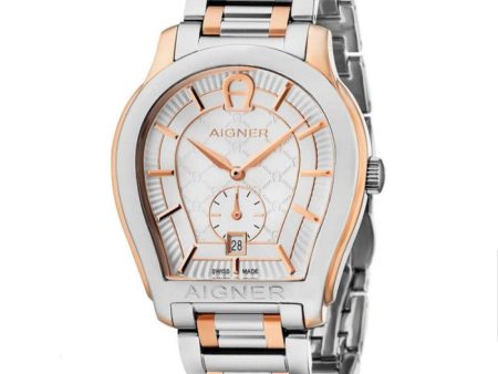 AIGNER Vicenza Men s Silver Rose Gold Watch Sale