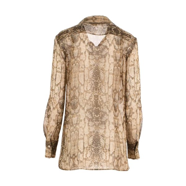 Alberta Ferretti Snakeskin Semi-Sheer Silk Blouse on Sale