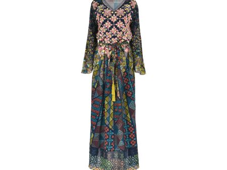 Shaira Women s Blue Multicolour Jalabiya For Sale