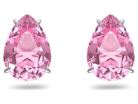 Swarovski Gema stud earrings Pink, Rhodium plated For Sale